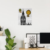 Big Ben en Hot Air-ballonnen Poster (Thuiskantoor)