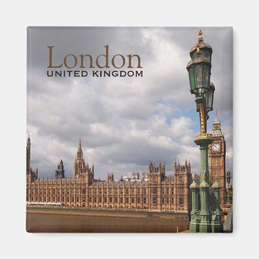 Big Ben en Parlement in Londen tekst magneet (Voorkant)