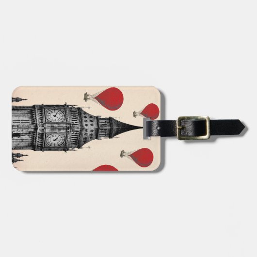 Big Ben en Red Hot Air Balloons 2 Bagagelabel (Voorkant horizontaal)