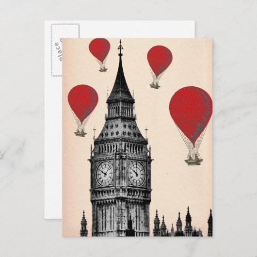 Big Ben en Red Hot Air Balloons 2 Briefkaart (Voorkant / Achterkant)