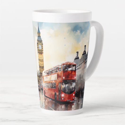 Big Ben en rode bus in Londen Latte Mok (Rechterhoek)