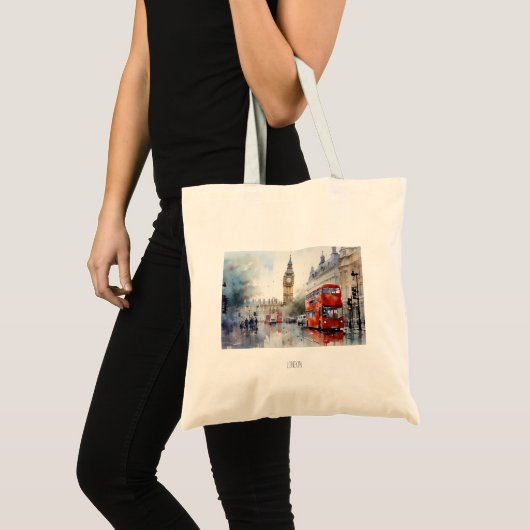 Big Ben en rode bussen in Londen Tote Bag (Voorkant (product))