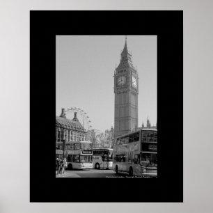 Big Ben en Westminster London Black and White art Poster