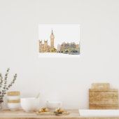 Big Ben en Westminster palace waterverf Poster (Keuken)
