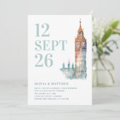 Big Ben / Londen bestemming bruiloft + QR foto Kaart (Staand voorkant)