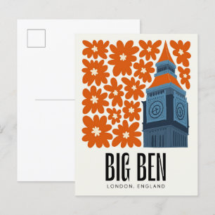 Big Ben Londen Engeland abstracte reizen bloemsier Briefkaart