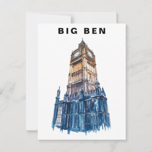 Big Ben Londen UK Reizen Waterverf Briefkaart