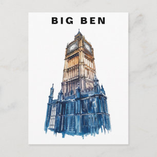 Big Ben Londen UK Reizen Waterverf Briefkaart
