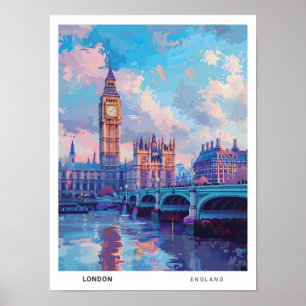 Big Ben Londen Verenigd Koninkrijk Vintage Travel Poster