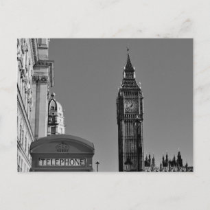 Big Ben London Angleterre Carte postale noire et b