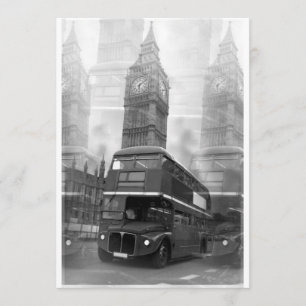 Big Ben & London Red Bus Invitation Kaart