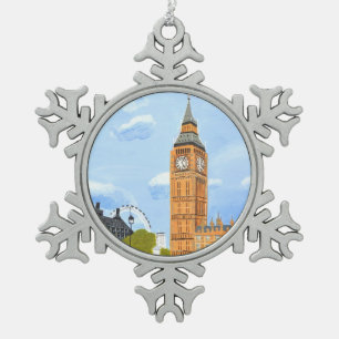 Big Ben London Tin Sneeuwvlok Ornament