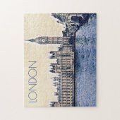 Big Ben London Waterverf art Legpuzzel (Verticaal)