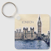 Big Ben London Waterverf art Sleutelhanger (Voorkant)