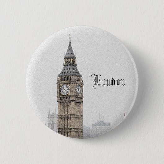 Big Ben London (Waterverf) Ronde Button 5,7 Cm (Voorkant)