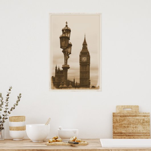 Big Ben op de achtergrond Poster (Keuken)
