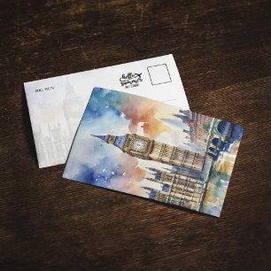 Big Ben Waterverf Londen Kaart