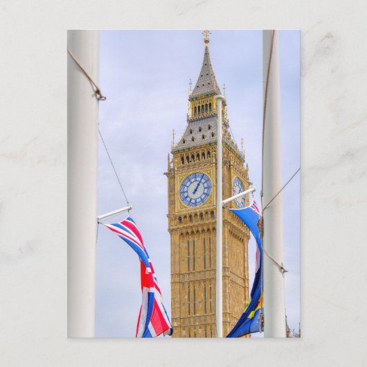 "Big Ben" Westminster, Briefkaart in Londen, Veren (Voorkant)