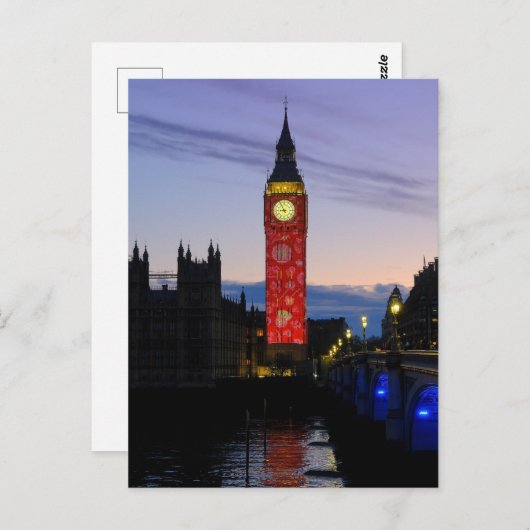 "Big Ben" Westminster, Briefkaart in Londen, Veren (Voorkant / Achterkant)