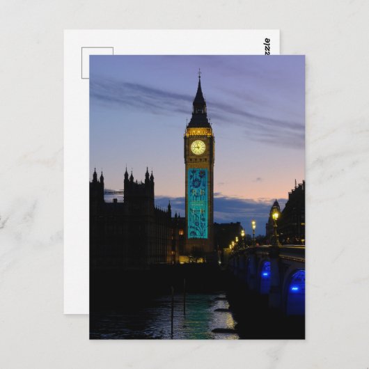 "Big Ben" Westminster, Briefkaart in Londen, Veren (Voorkant / Achterkant)