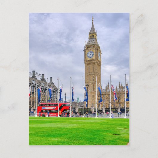 "Big Ben" Westminster, Briefkaart in Londen, Veren (Voorkant)