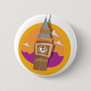 Big Ben Westminster Clock Tower Ronde Button 5,7 Cm