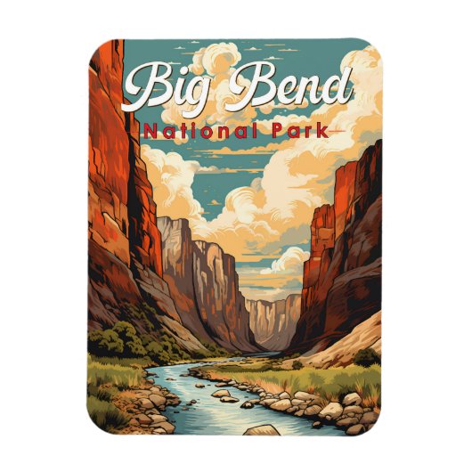 Big Bend National Park Illustratie Retro Magneet (Verticaal)
