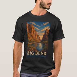 Big Bend National Park Texas Moderne Houtsnede T-shirt