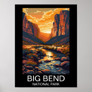 Big Bend National Park Texas Retro Travel Poster