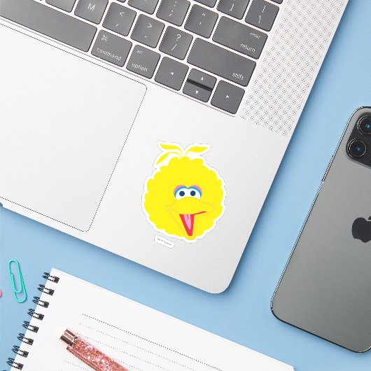 Big Bird Face Sticker (Laptop met iPhone)