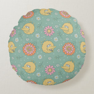 Big Bird   Good Vibes Floral Pattern Rond Kussen