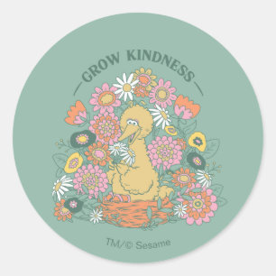 Big Bird Grafisch grow Kindness Floral Ronde Sticker