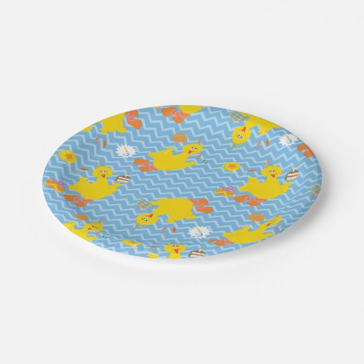 Big Bird Party Chevron Pattern Papieren Bordje (Gekanteld)