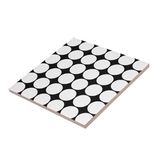 Big Black en White Polka Dots Circles Pattern Tegeltje (Zijkant)