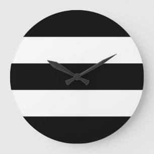 Big Black en White Stripes Grote Klok