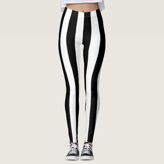 Big Black White - Leggings met verticale strepen (Voorkant)