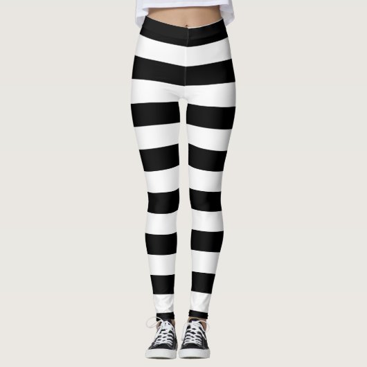 Big Black White Stripes Halloween Leggings (Voorkant)
