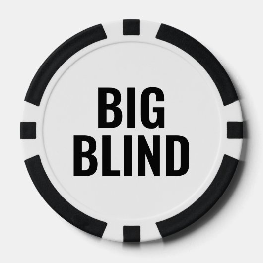 Big Blind Simple Black White Text Poker Chips (Voorkant)