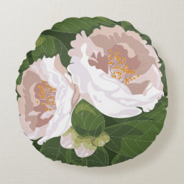 Big Bloom Camellia Charm Rond Kussen
