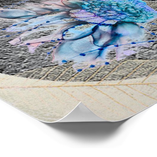 "Big Blue Bird" 8" x 8 "Ingelijste en Matte Poster (Hoek)