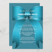 Big Blue Bow Family Christmas Dinner Menu (Devant / Derrière)