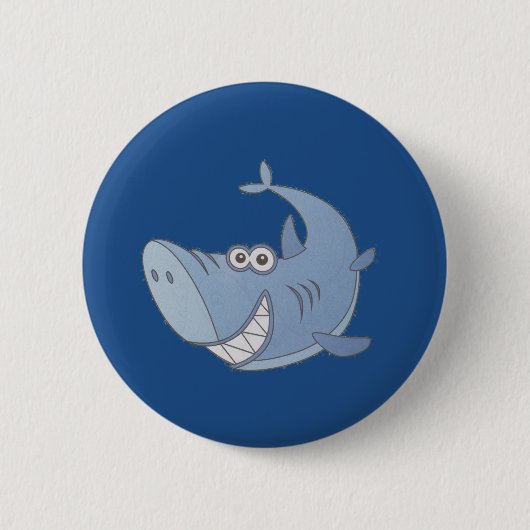 Big Blue Cartoon Shark Ronde Button 5,7 Cm (Voorkant)