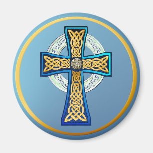 Big Blue Celtic Cross Magnet Magneet