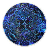 Big Blue Electric Galactic Geometry Keramische Knop (Voorkant)