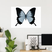 Big Blue en Black Butterfly Poster (Thuiskantoor)