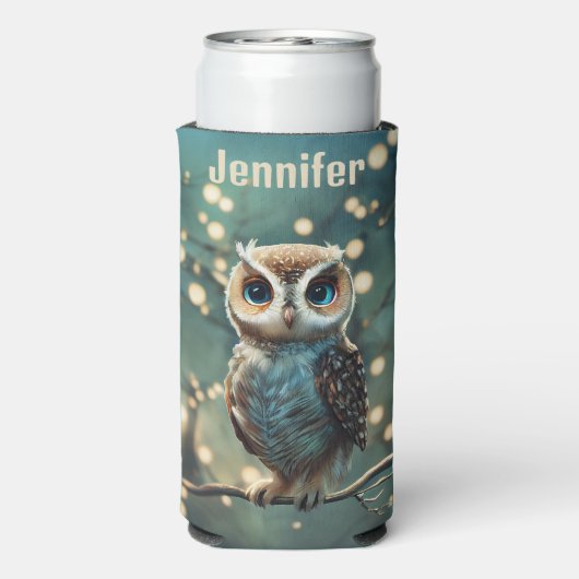 Big Blue Eye Owl Personaliseer naam (Seltzer Achterkant)