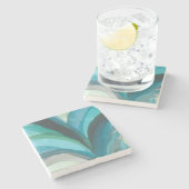 Big Blue Leaf I Stenen Onderzetter (Zijkant)