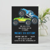 Big Blue Monster Truck Invitations de fête d'anniv (Debout devant)