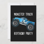 Big Blue Monster Truck Invitations de fête d'anniv (Dos)