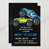 Big Blue Monster Truck Invitations de fête d'anniv (Devant / Derrière)